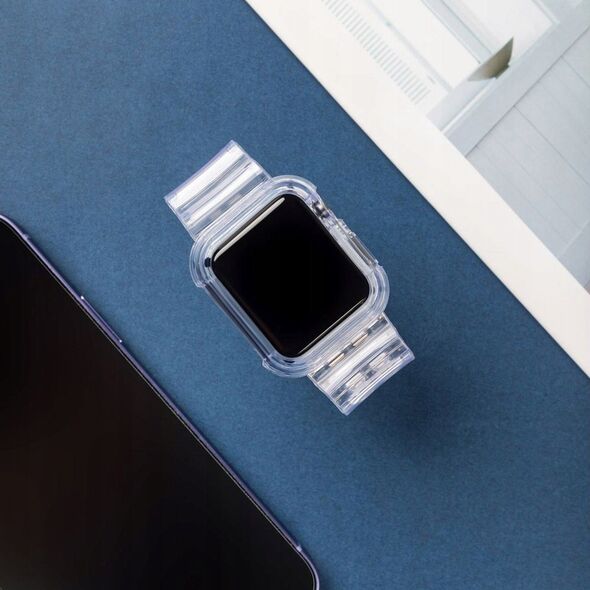 Σετ λουράκι σιλικόνης, βραχιόλι, θήκη Strap Light για το ρολόι Apple Watch 38 mm - μαύρο