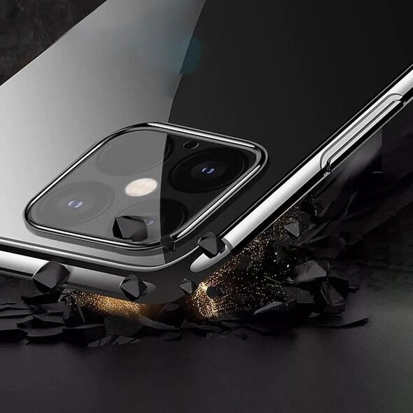Διάφανη θήκη ζελέ με μεταλλικό πλαίσιο Samsung Galaxy A22 4G μαύρο