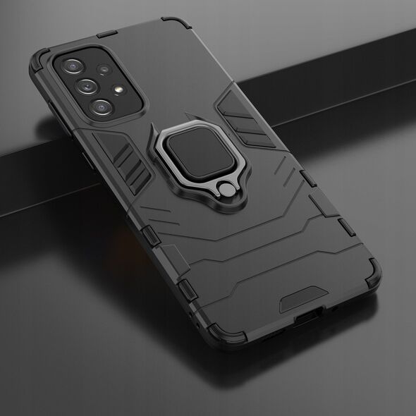 Θήκη Ring Armor θωρακισμένη υβριδική + μαγνητική βάση Samsung Galaxy A73 μαύρη