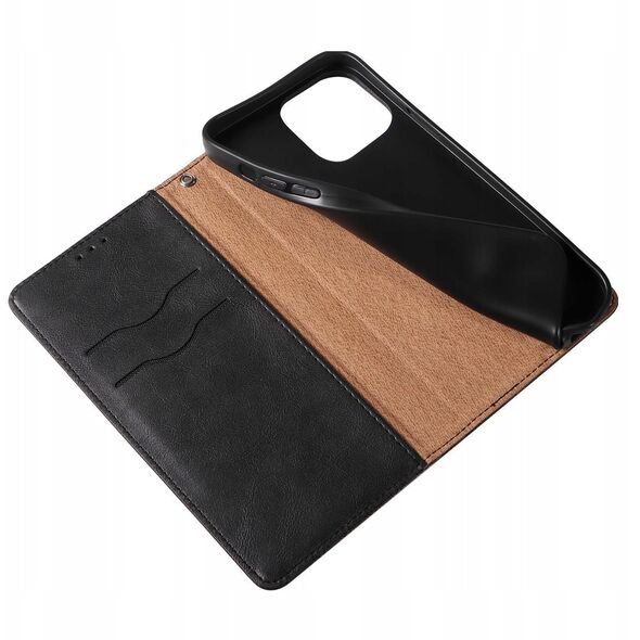 Θήκη Magnet Strap etui για iPhone 12 Pro πορτοφόλι κάλυμμα + mini λουράκι μαύρο