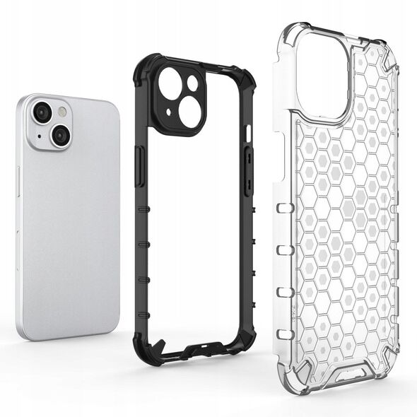 Θήκη Honeycomb iPhone 14 θωρακισμένη υβριδική μαύρη θήκη