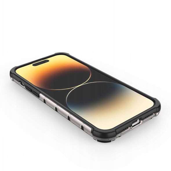 Θήκη Honeycomb iPhone 14 Pro θωρακισμένη υβριδική μαύρη θήκη