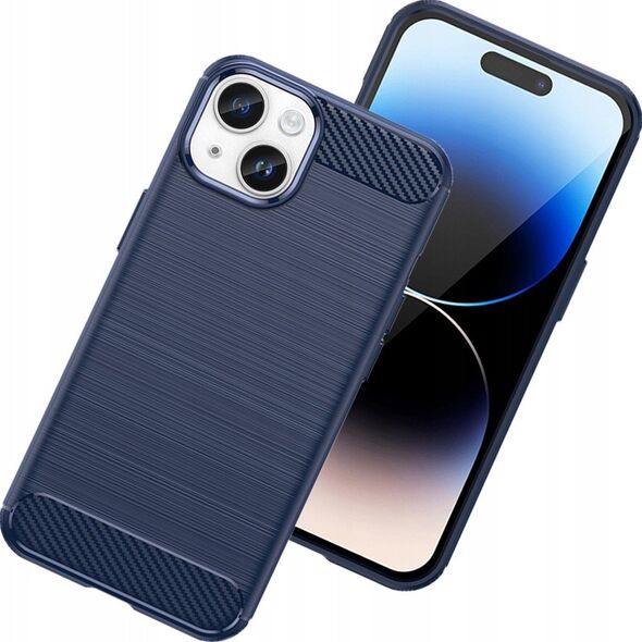 Θήκη Carbon etui iPhone 14 εύκαμπτη ζελατινώδης θήκη για πίσω μπλε