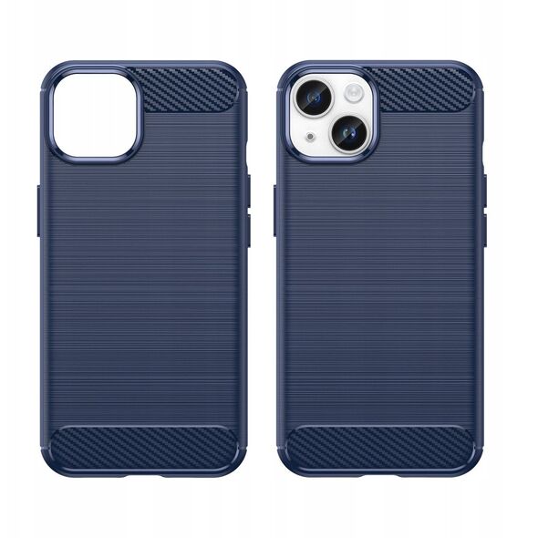 Θήκη Carbon etui iPhone 14 εύκαμπτη ζελατινώδης θήκη για πίσω μπλε