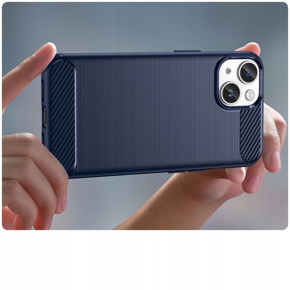 Θήκη Carbon etui iPhone 14 εύκαμπτη ζελατινώδης θήκη για πίσω μπλε