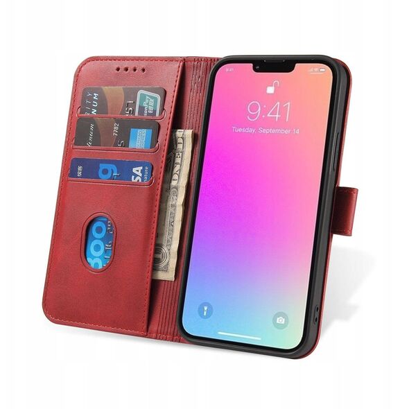 Θήκη Magnet Case Samsung Galaxy S23 Ultra με καπάκι, πορτοφόλι, βάση, κόκκινο