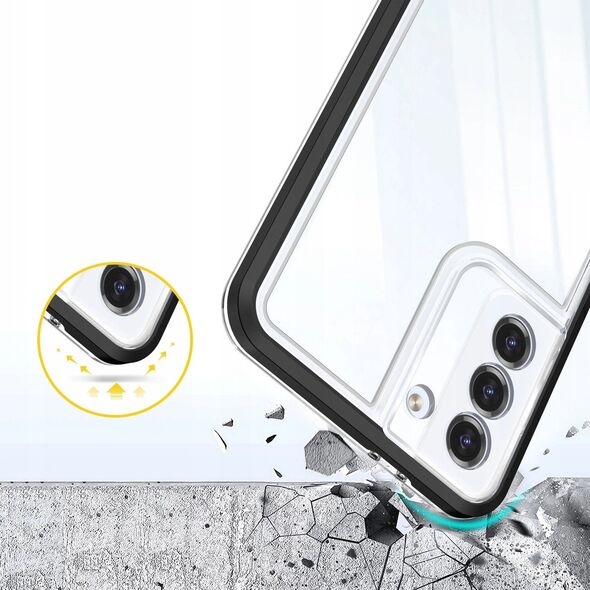 Διαφανής θήκη 3σε1 για Samsung Galaxy S23+ σιλικονούχο κάλυμμα με μαύρο πλαίσιο