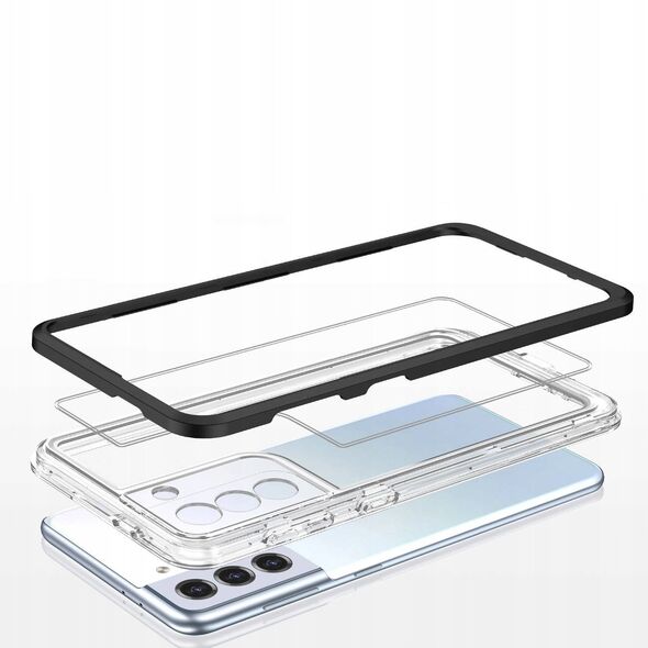 Διαφανής θήκη 3σε1 για Samsung Galaxy S23+ σιλικονούχο κάλυμμα με μαύρο πλαίσιο