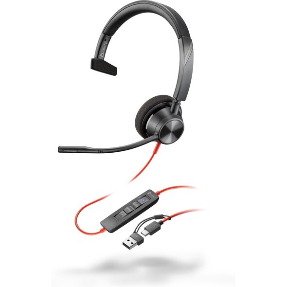 POLY Blackwire 3310, Ενσύρματο, Γραφείο/Κέντρο κλήσεων, 20 - 20000 Hz, 102 g, Ακουστικό, Μαύρο