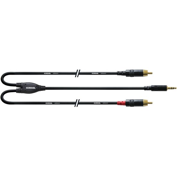 Μακρύ καλώδιο σήματος, 3.5 mm σε 2 x RCA, 6 m