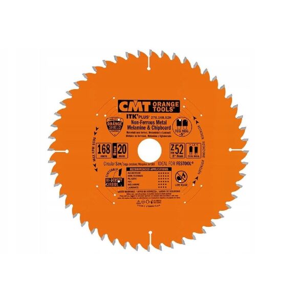 CMT SAW ITH D=168 W=20 Z=52 2/6/32 1.8/1.2