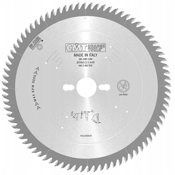 CMT ΔΙΣΚΟΣ ΠΡΙΟΝΙΟΥ HM 250x30x3.2/2.2 Z=80 ΓΙΑ ΛΑΜΙΝΑΤΕΣ.