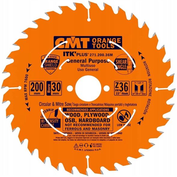 CMT SAW ITK D=200 F=30 Z=36N K=x1.8/1.2 UNIVERSAL, ULTRA-THIN...