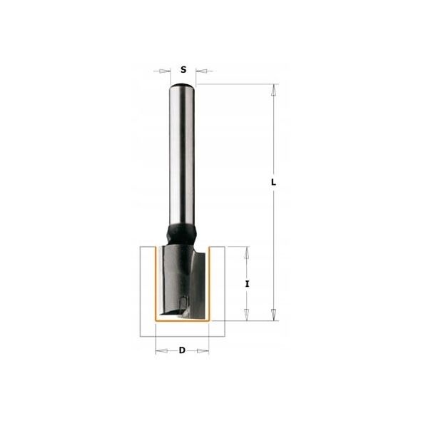 CMT HM CUTTER D=24 I=20 L=70 S=8... STRAIGHT, WITH DRILLING BLADE.