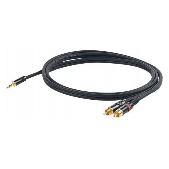 PROEL αρσενικό στερεοφωνικό 3.5mm - 2 x αρσενικό RCA, 3m, μαύρο