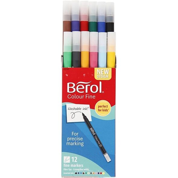 Μαρκαδόροι Berol Colourfine, συσκευασία με 12 διάφορα χρώματα