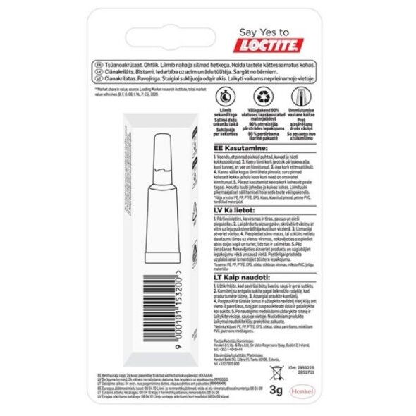 ΚΟΛΛΑ LOCTITE SUP BOND ΕΠΑΝΑΤΟΠΟΘΕΤΗΣΙΜΗ 3G