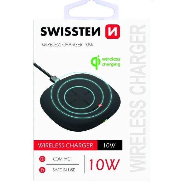 Ασύρματος φορτιστής Swissten 10W με καλώδιο USB-C 1.5m