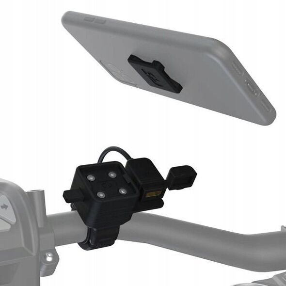 Πρόσθετος αντάπτορας CLIQR για τηλέφωνα με θύρα USB, τοποθετημένος στο τιμόνι OXFORD (μαύρο χρώμα)