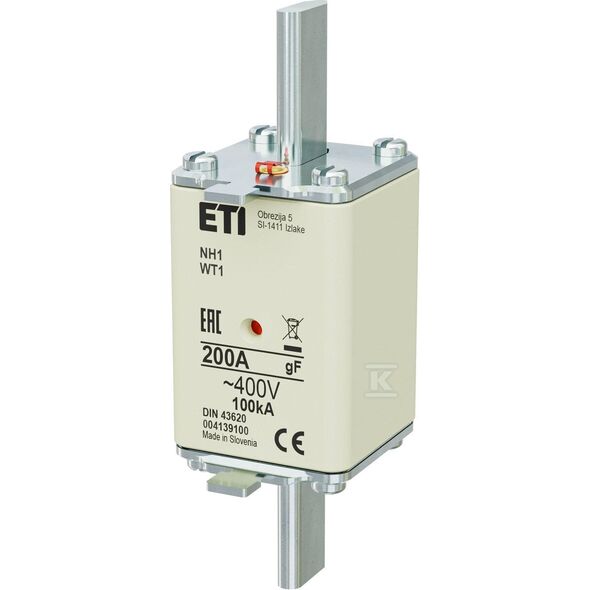 Ασφάλεια ETI Polam NH1 004139100 gF 200A 400V βιομηχανική γρήγορη