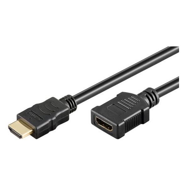 Przedłużacz do kabli video HDMI M - HDMI F, HDMI 2.0 - Premium High Speed, 5m, pozłacane złącza, czarny
