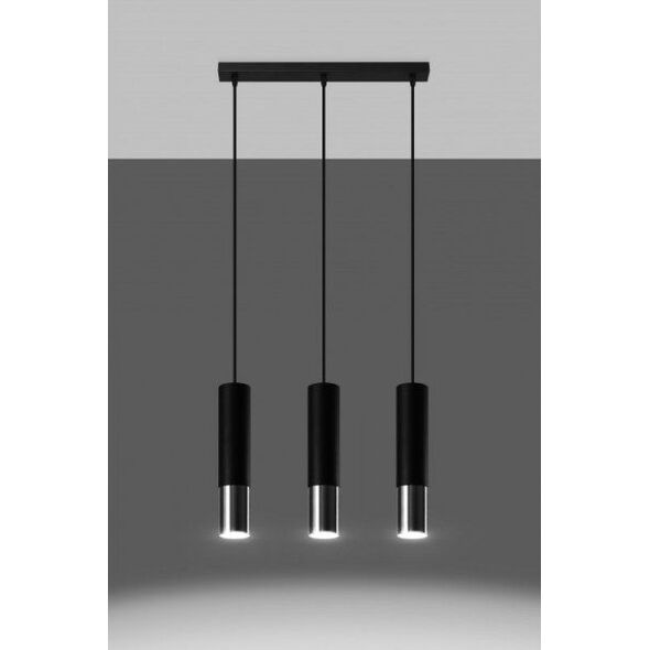 Lampa wisząca Sollux Lampa wisząca LOOPEZ 3L czarny/chrom