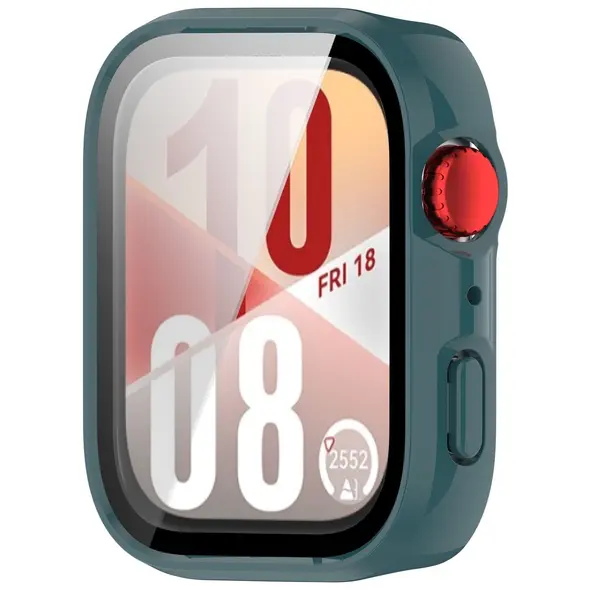 Etui ze szkłem do zegarka Bizon Case+Glass Watch do Huawei Watch Fit 4 zielone