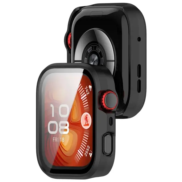 Etui ze szkłem do zegarka Bizon Case+Glass Watch do Huawei Watch Fit 4 Pro czarne matowe