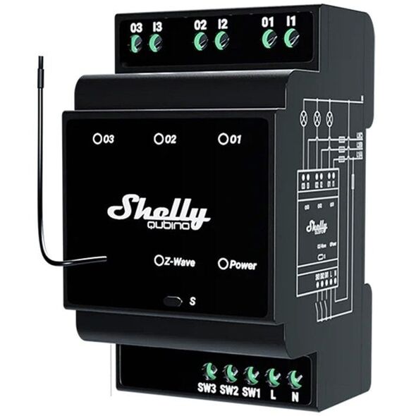 Shelly Relais "Wave" Hutschiene Pro 3 Relais max. 48 A 3 Phasen 3x 16A Z-Wave