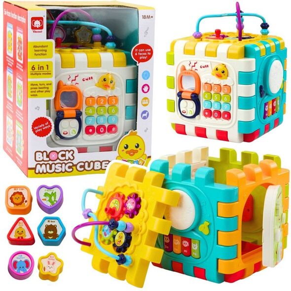 Kostka Edukacyjna Muzyczna Interaktywna Dla Malucha 6w1 LEAN Toys