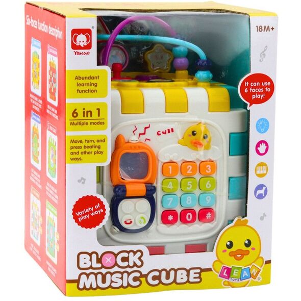 Kostka Edukacyjna Muzyczna Interaktywna Dla Malucha 6w1 LEAN Toys