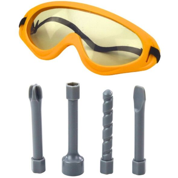 Młotowiertarka Udarowa Dla Dzieci 4 Wymienne Końcówki Okulary Żółta LEAN Toys