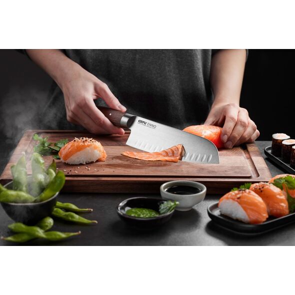 NPC Polska GEFU Nóż Santoku ENNO z rowkami do obierania 18 cm