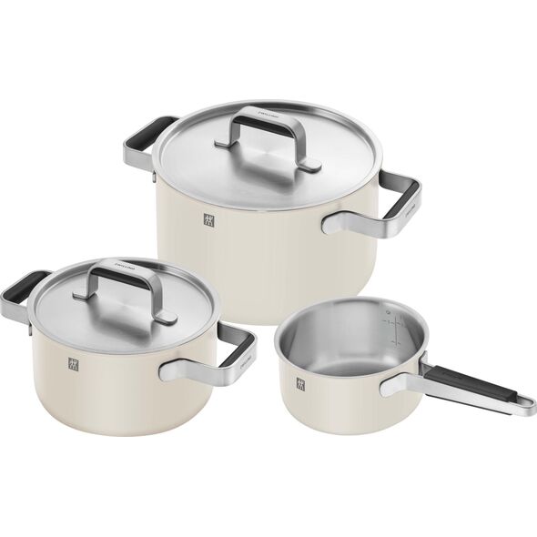 Zwilling PURE Zestaw 3 garnków ze stali nierdzewnej kość słoniowa