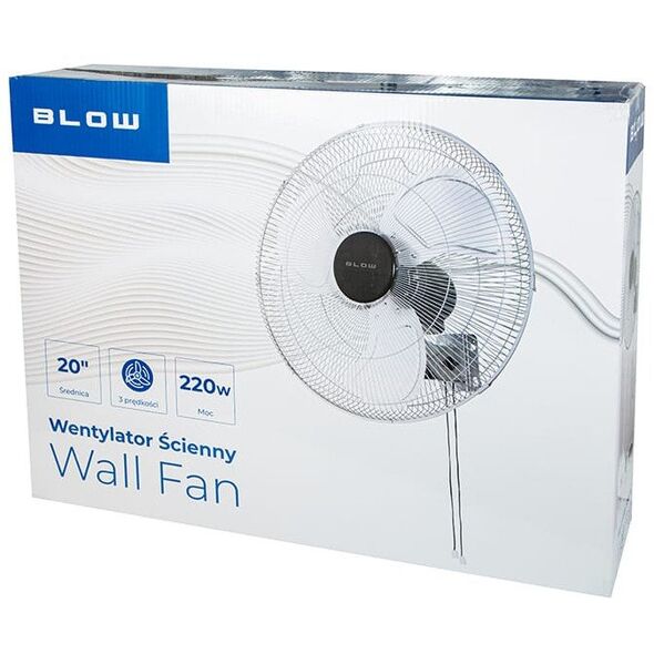 Wentylator  ścienny 50cm 220W SREBRNY cyrkulator
