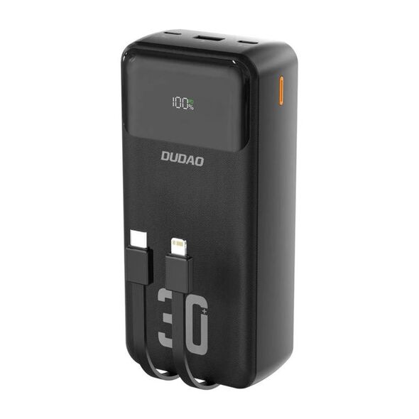 Φορτιστής Ανάγκης Dudao K15MAX PD 22.5W 30000mAh με Καλώδια USB C & Lightning Μαύρο 6976625333783 6976625333783 έως και 12 άτοκες δόσεις