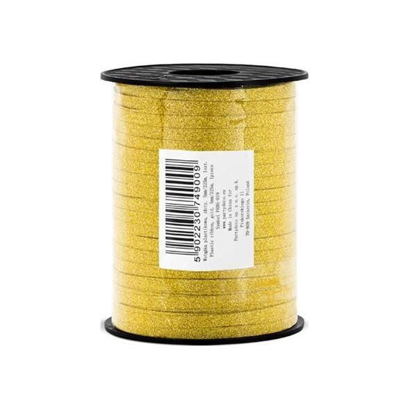 Party Deco Wstążka plastikowa do dekoracji brokatowa złota, 5 mm uniwersalny