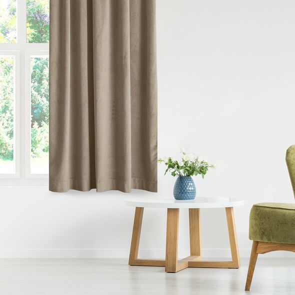 Homede Homede Zasłona VILA velvetowa na flexach 265x225 beżowa wzór 1