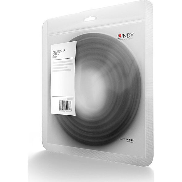 Lindy Lindy 48085 Kabel sieciowy (skrętka) CAT6 U/UTP, czarny - 30m
