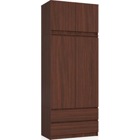 Fabryka Mebli Akord SZAFA Z NADSTAWKĄ S 90 cm 2 DRZWI 2 SZUFLADY WENGE