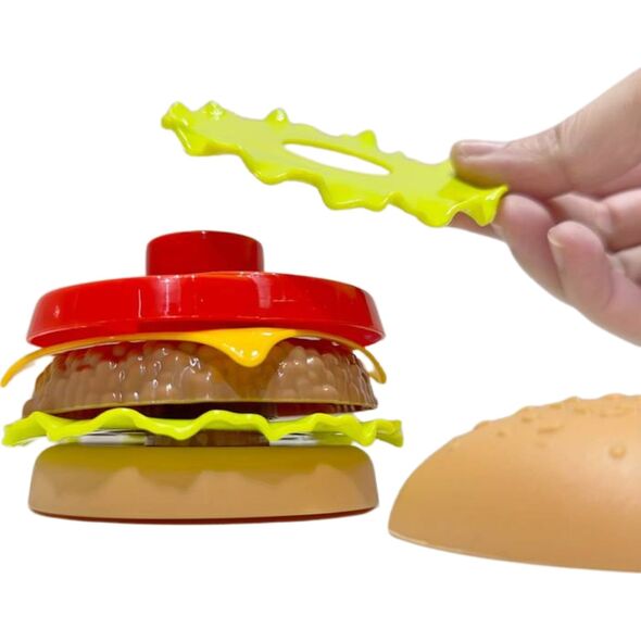 Duży Zestaw Imitacje Jedzenia Frytki Burger Gofry Napój Sztućce 32 Elementy