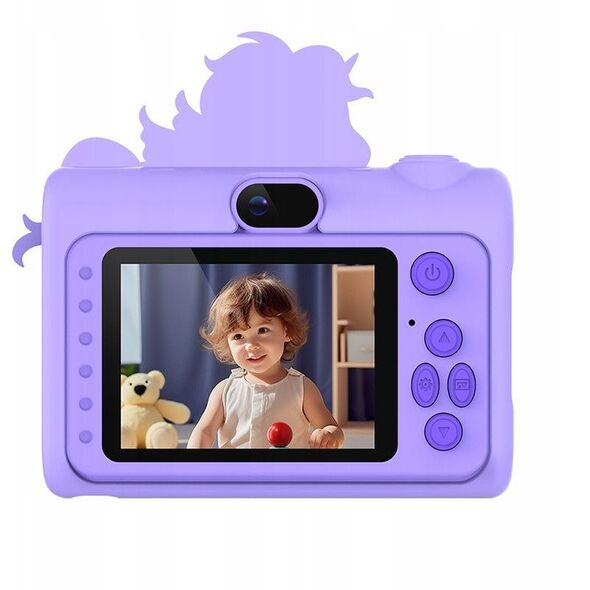 Aparat Cyfrowy 40mp Kamera Hd Obiektyw Selfie Dla Dziecka Gry Mp3 / Xrec H05 / Fioletowy Jednorożec