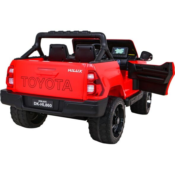 Toyota Hilux na akumulator dla dzieci Czerwony + Napęd 4x4 + Pilot + 2 bagażniki + Radio MP3 + LED