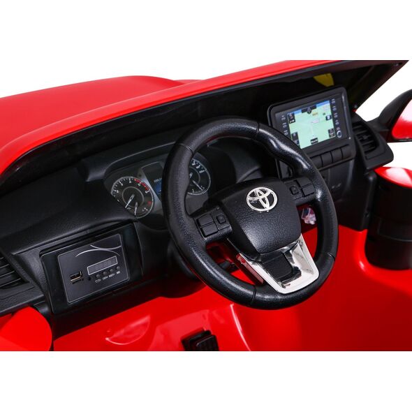 Toyota Hilux na akumulator dla dzieci Czerwony + Napęd 4x4 + Pilot + 2 bagażniki + Radio MP3 + LED