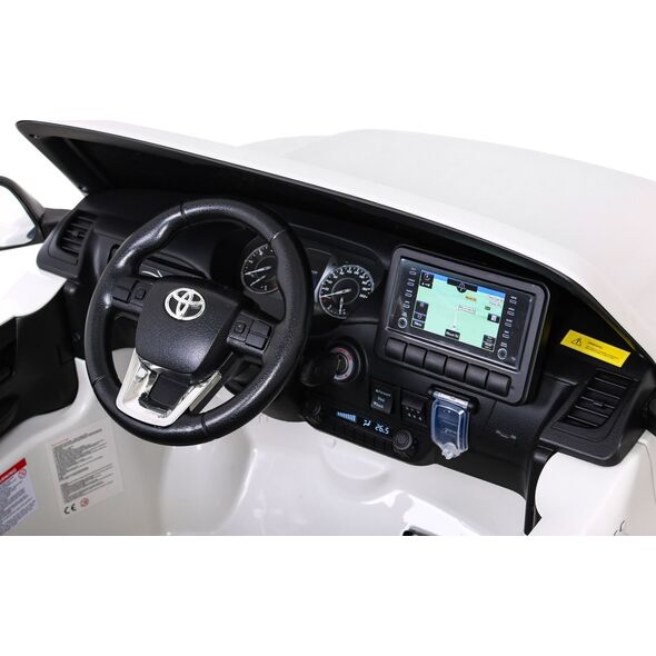 Toyota Hilux na akumulator dla dzieci Biały + Napęd 4x4 + Pilot + 2 bagażniki + Radio MP3 + LED