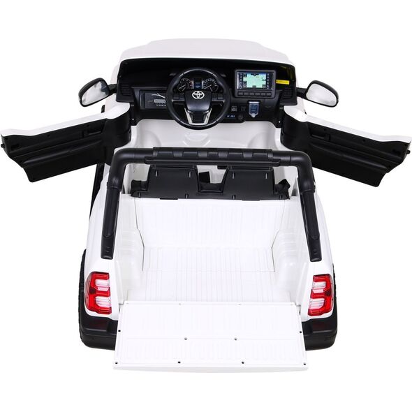 Toyota Hilux na akumulator dla dzieci Biały + Napęd 4x4 + Pilot + 2 bagażniki + Radio MP3 + LED