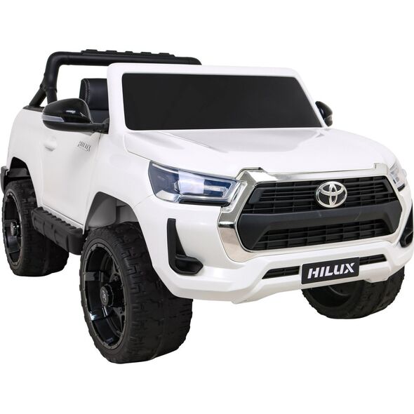 Toyota Hilux na akumulator dla dzieci Biały + Napęd 4x4 + Pilot + 2 bagażniki + Radio MP3 + LED
