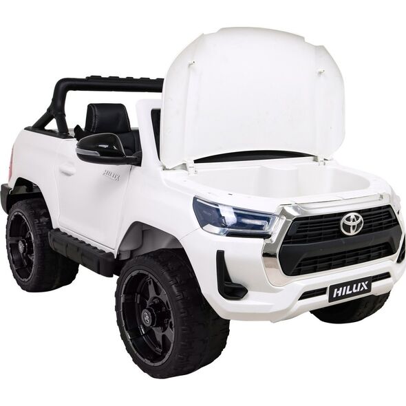 Toyota Hilux na akumulator dla dzieci Biały + Napęd 4x4 + Pilot + 2 bagażniki + Radio MP3 + LED