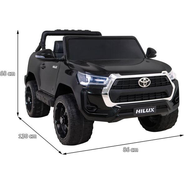 Toyota Hilux na akumulator dla dzieci Czarny + Napęd 4x4 + Pilot + 2 bagażniki + Radio MP3 + LED