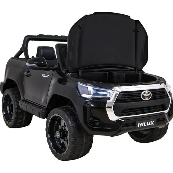 Toyota Hilux na akumulator dla dzieci Czarny + Napęd 4x4 + Pilot + 2 bagażniki + Radio MP3 + LED